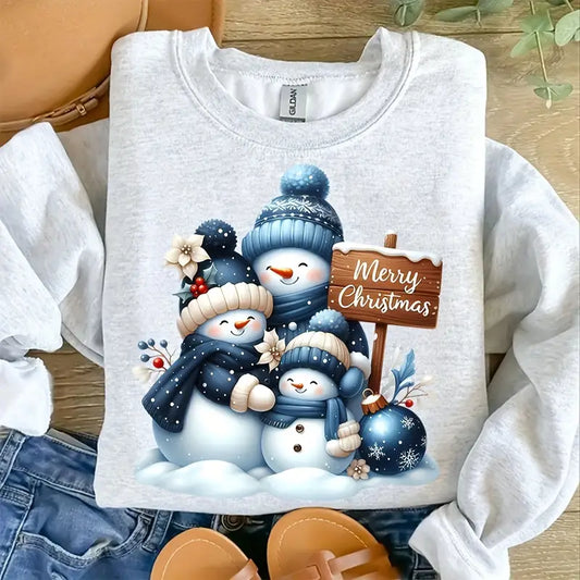 Blue Snowman Family